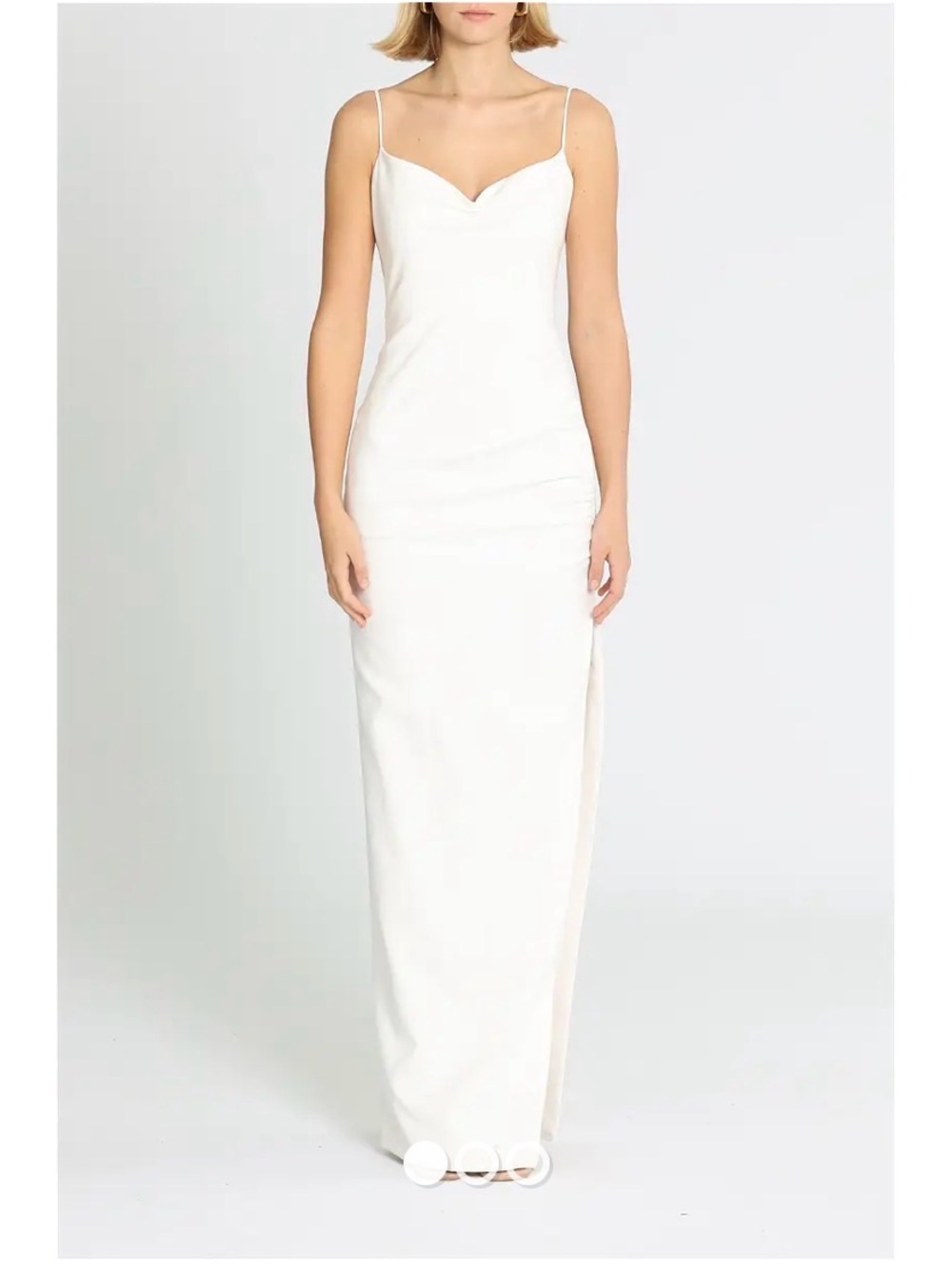 LIKELY NYC Celida Maxi Dress Women’s 2 Ivory Cream Side Slit Minimalist Formal